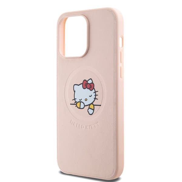 Hello Kitty iPhone 15 Pro Max Kuori Debossed Logo MagSafe Vaaleanpunainen