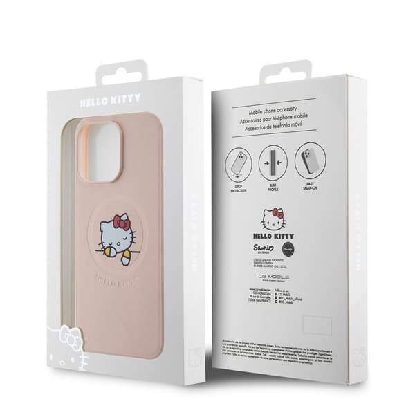 Hello Kitty iPhone 15 Pro Max Kuori Debossed Logo MagSafe Vaaleanpunainen