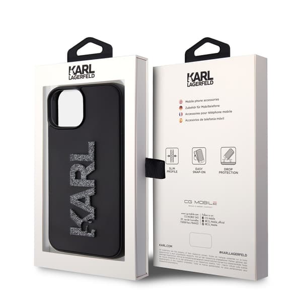 Karl Lagerfeld iPhone 15 Cover 3D Rubber Karl Sort