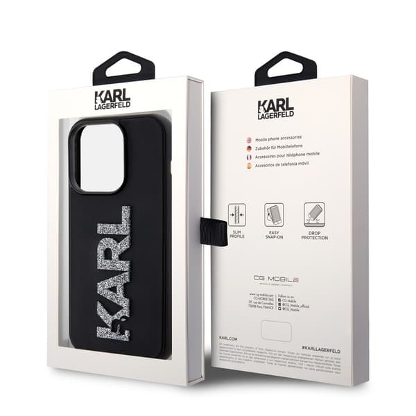 Karl Lagerfeld iPhone 15 Pro Kuori 3D Rubber Karl Musta