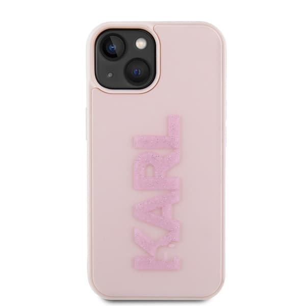 Karl Lagerfeld iPhone 15 Kuori 3D Rubber Karl Vaaleanpunainen