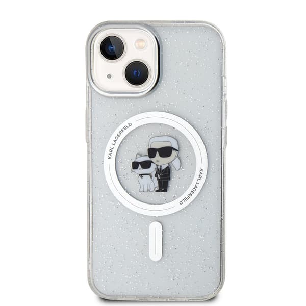 Karl Lagerfeld iPhone 15 Kuori Karl & Choupette Glitter MagSafe Läpinäkyvä