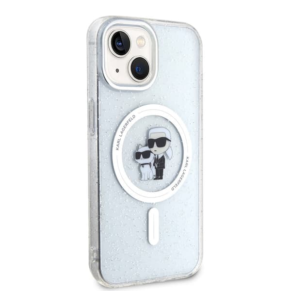 Karl Lagerfeld iPhone 15 Kuori Karl & Choupette Glitter MagSafe Läpinäkyvä