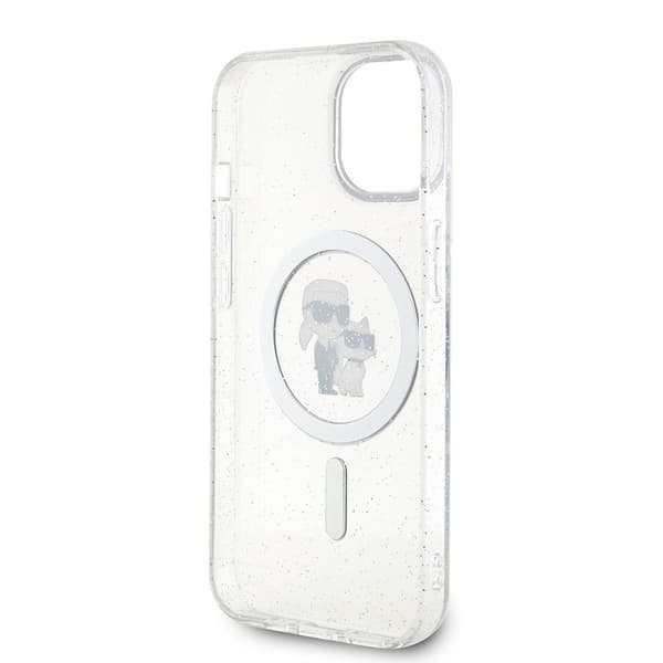 Karl Lagerfeld iPhone 15 Kuori Karl & Choupette Glitter MagSafe Läpinäkyvä
