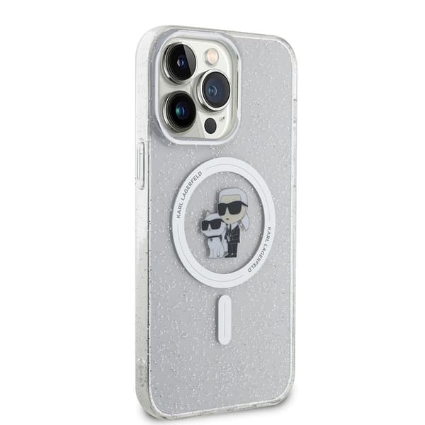 Karl Lagerfeld iPhone 15 Pro Max Kuori Karl & Choupette Glitter MagSafe Läpinäkyvä