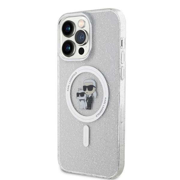 Karl Lagerfeld iPhone 15 Pro Max Kuori Karl & Choupette Glitter MagSafe Läpinäkyvä