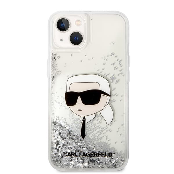 Karl Lagerfeld iPhone 15 Cover Liquid Glitter NFT Karl Sølv