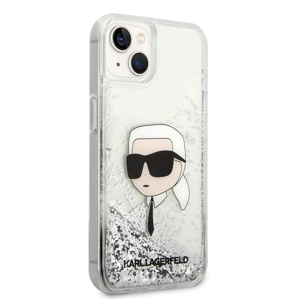 Karl Lagerfeld iPhone 15 Cover Liquid Glitter NFT Karl Sølv