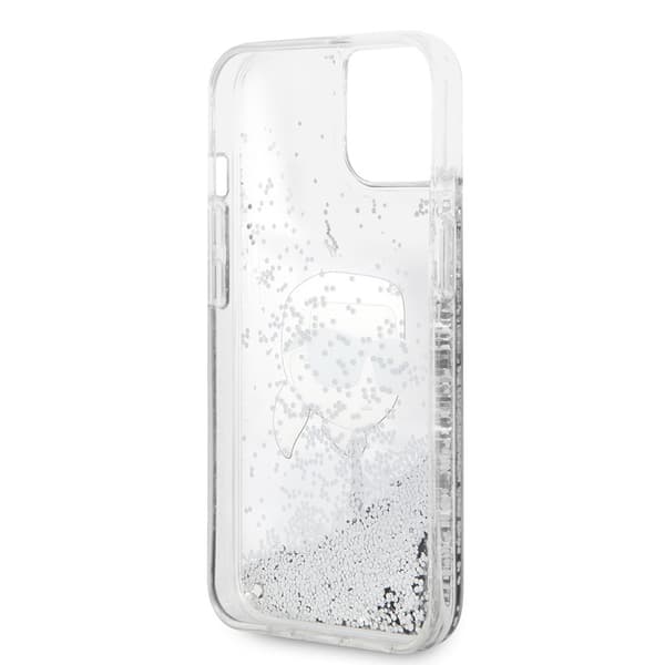Karl Lagerfeld iPhone 15 Cover Liquid Glitter NFT Karl Sølv