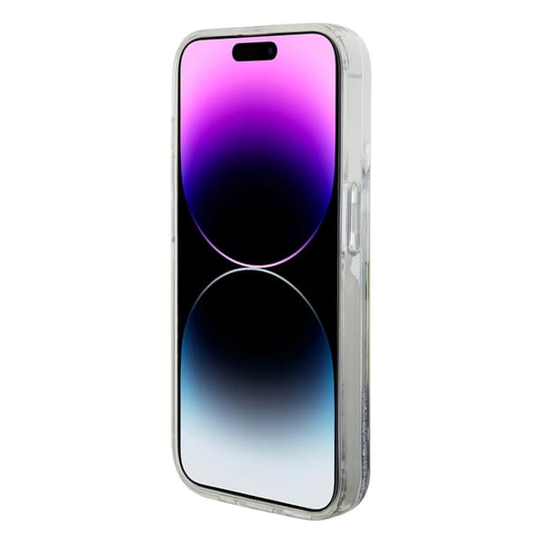 Karl Lagerfeld iPhone 15 Pro Skal Liquid Glitter NFT Karl Silver