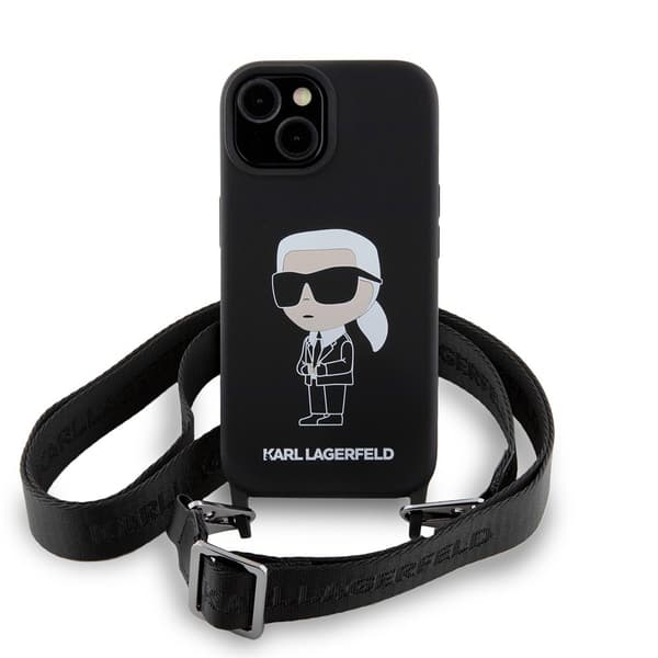 Karl Lagerfeld iPhone 15 Cover Ikonik Crossbody Sort