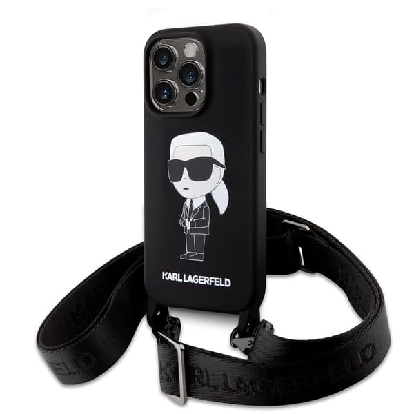 Karl Lagerfeld iPhone 15 Pro Kuori Ikonik Crossbody Musta