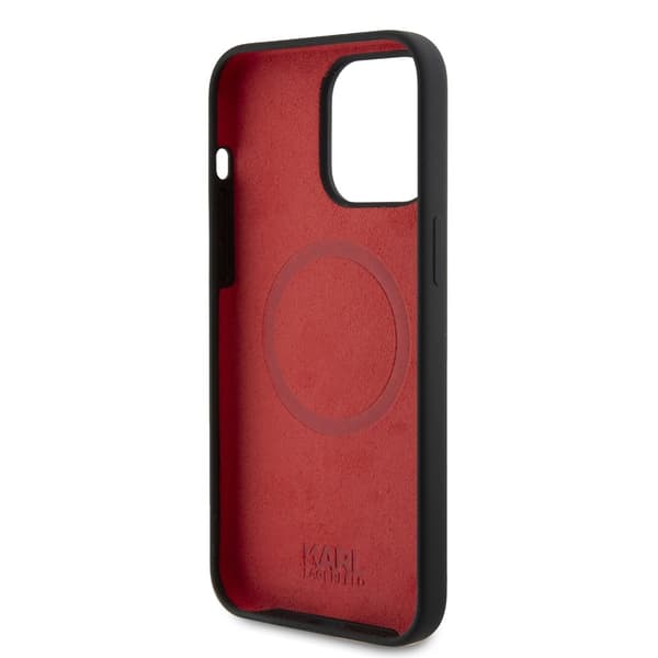 Karl Lagerfeld iPhone 15 Pro Max Kuori Liquid Silicone MagSafe Musta