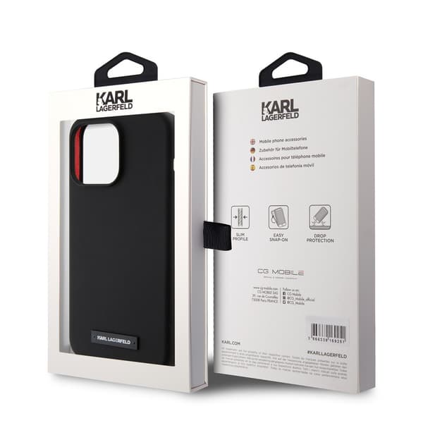 Karl Lagerfeld iPhone 15 Pro Max Kuori Liquid Silicone MagSafe Musta
