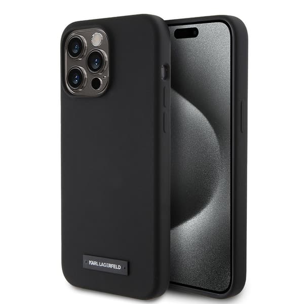 Karl Lagerfeld iPhone 15 Pro Max Kuori Liquid Silicone MagSafe Musta