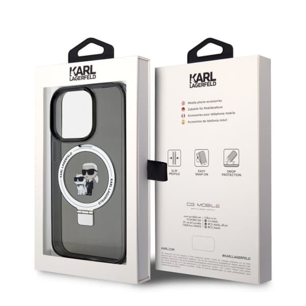 Karl Lagerfeld iPhone 15 Skal Ring Stand MagSafe Svart