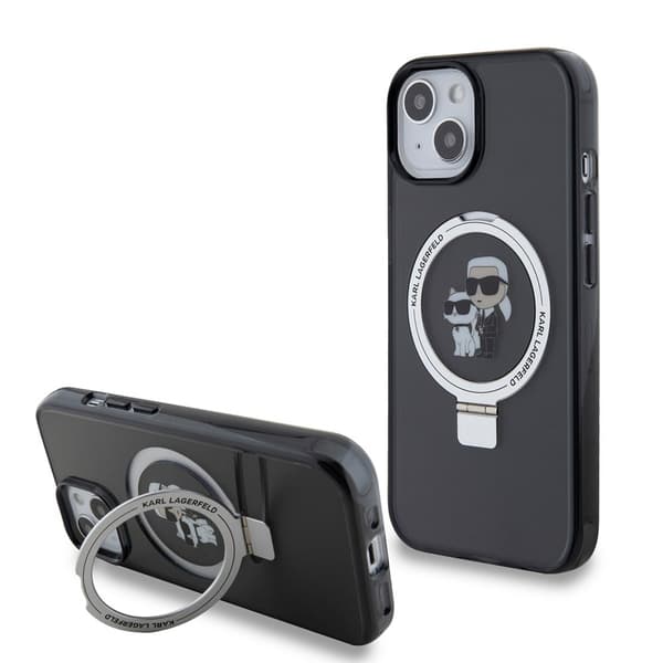 Karl Lagerfeld iPhone 15 Skal Ring Stand MagSafe Svart