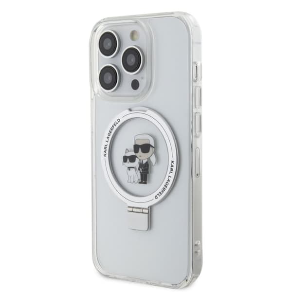 Karl Lagerfeld iPhone 15 Skal Ring Stand MagSafe Vit