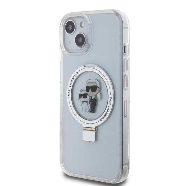 Karl Lagerfeld iPhone 15 Skal Ring Stand MagSafe Vit