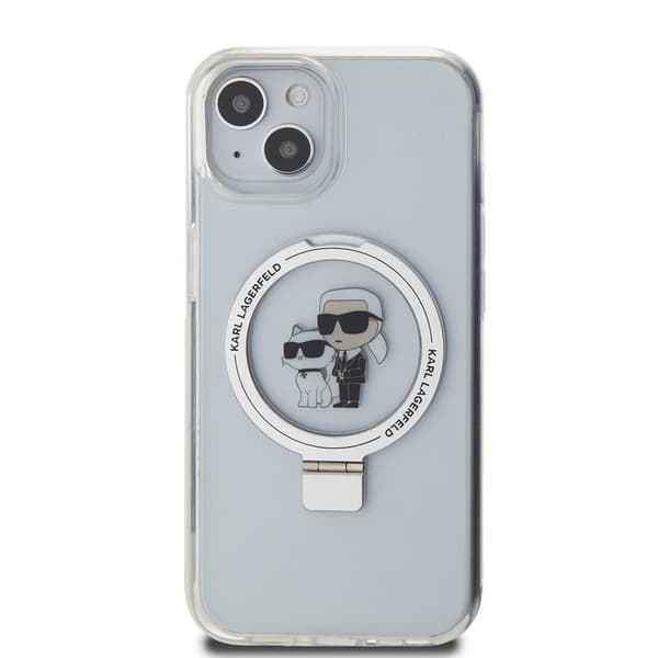 Karl Lagerfeld iPhone 15 Skal Ring Stand MagSafe Vit