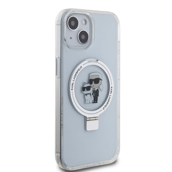 Karl Lagerfeld iPhone 15 Skal Ring Stand MagSafe Vit