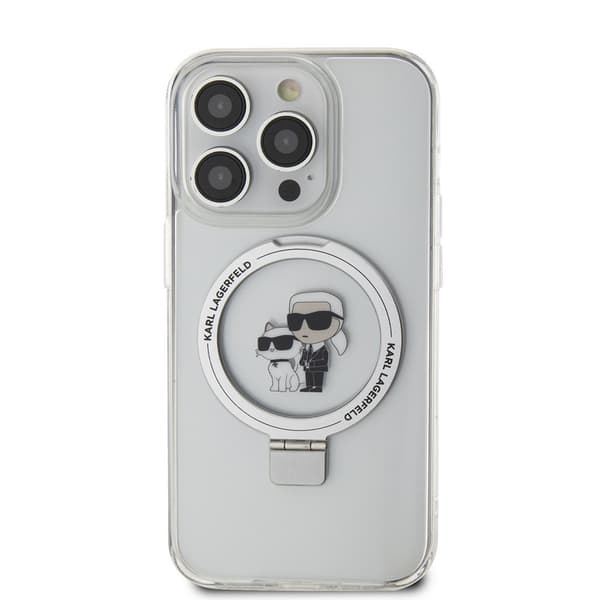 Karl Lagerfeld iPhone 15 Pro Skal Ring Stand MagSafe Vit