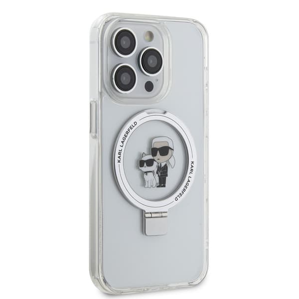 Karl Lagerfeld iPhone 15 Pro Skal Ring Stand MagSafe Vit