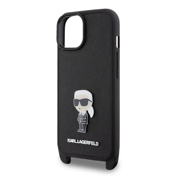 Karl Lagerfeld iPhone 15 Kuori Saffiano Crossbody Musta