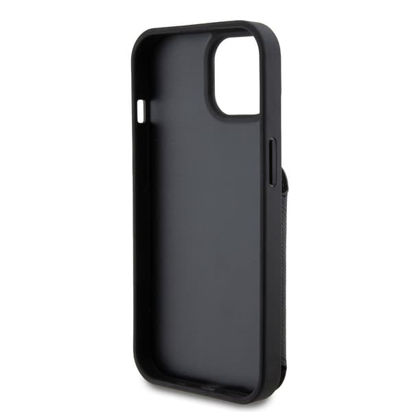Karl Lagerfeld iPhone 15 Kuori Saffiano Card Slots & Stand Musta