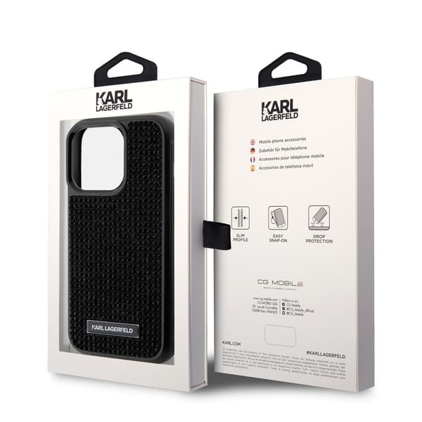 Karl Lagerfeld iPhone 15 Pro Kuori Rhinestone Musta