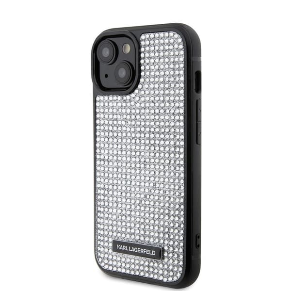 Karl Lagerfeld iPhone 15 Cover Rhinestone Sølv
