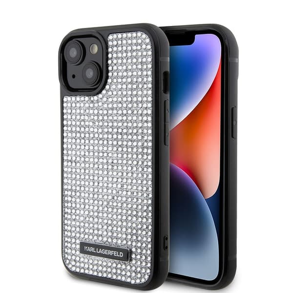 Karl Lagerfeld iPhone 15 Cover Rhinestone Sølv