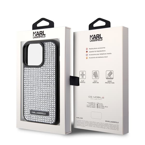 Karl Lagerfeld iPhone 15 Pro Kuori Rhinestone Hopea