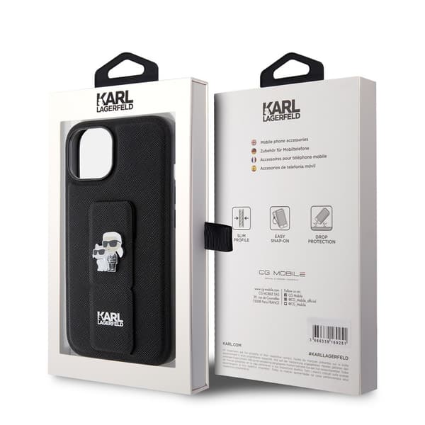 Karl Lagerfeld iPhone 15 Skal Grip Stand Function Svart