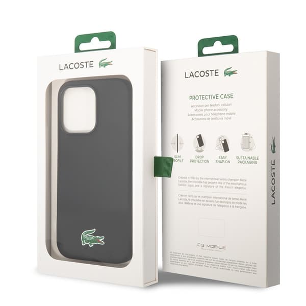 Lacoste iPhone 15 Pro Max Kuori Croc Logo MagSafe Musta