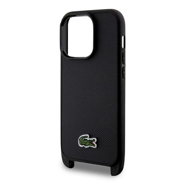 Lacoste iPhone 15 Pro Kuori Petit Pique Logo Strap Musta