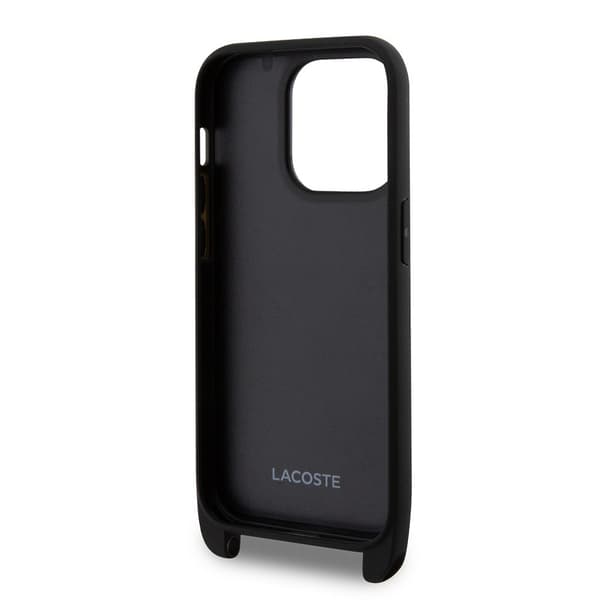 Lacoste iPhone 15 Pro Kuori Petit Pique Logo Strap Musta