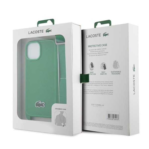 Lacoste iPhone 15 Kuori Petit Pique Logo Strap Vihreä