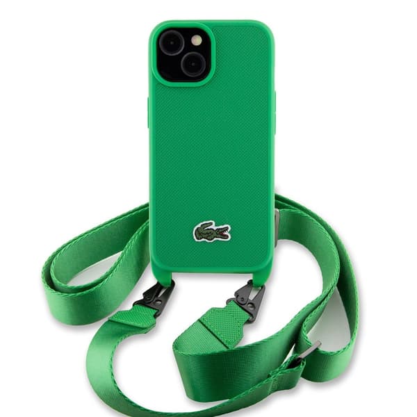 Lacoste iPhone 15 Kuori Petit Pique Logo Strap Vihreä