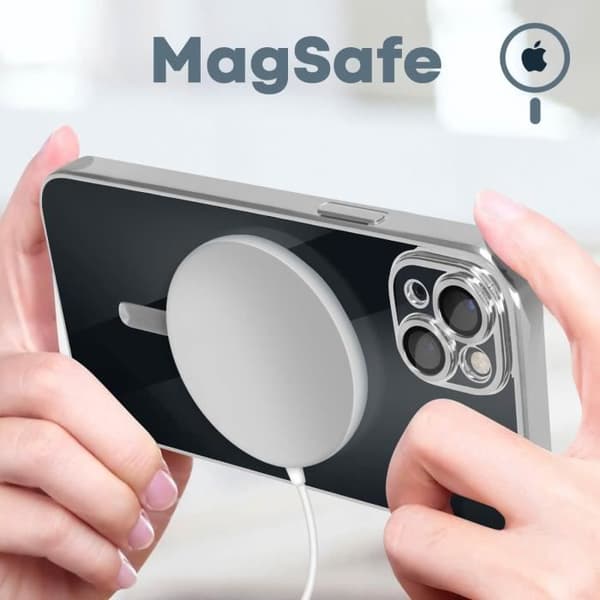 MagSafe iPhone 14 Fodral Silikon Silver Magsafe Fodral
