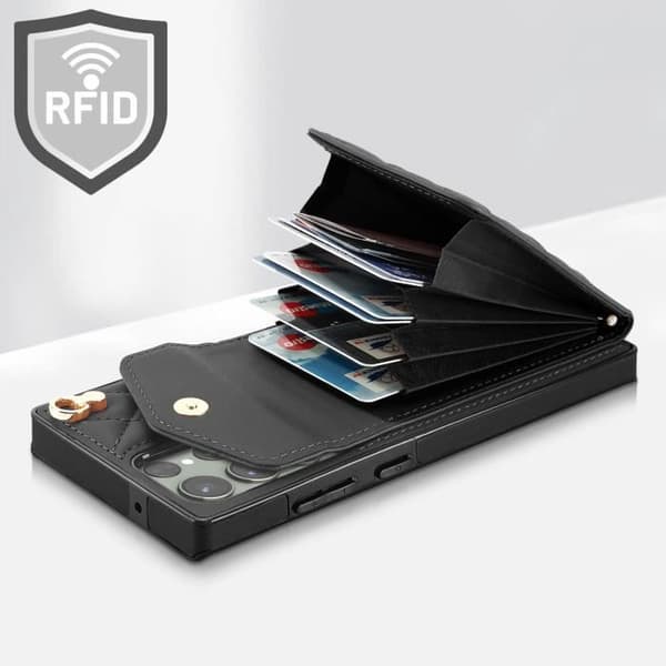 AVIZAR Fodral till Samsung Galaxy S23 Ultra - Plånbok Back Ring Support Svart