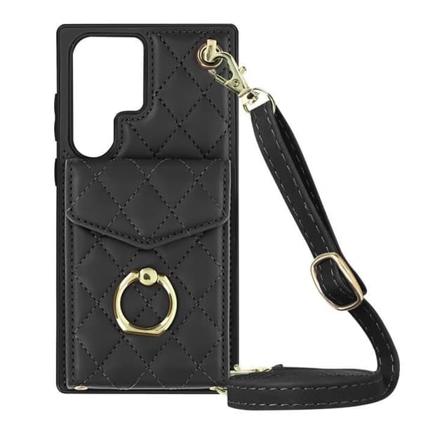 AVIZAR Fodral till Samsung Galaxy S23 Ultra - Plånbok Back Ring Support Svart