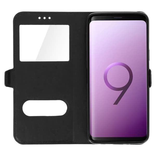 Hölster för Samsung Galaxy S9 - AVIZAR - Silikon Gel Skal - Ekoskinn - Svart - Mjuk