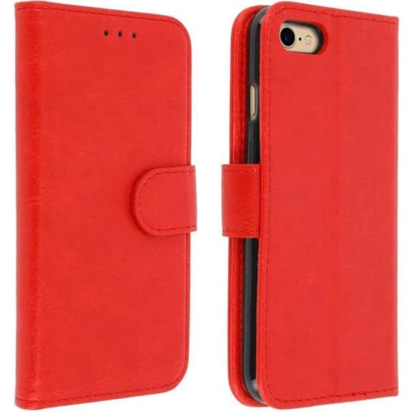Plånboksfodral - AVIZAR - iPhone 7 / iPhone 8 - Röd - Magnetisk - Stödfunktion
