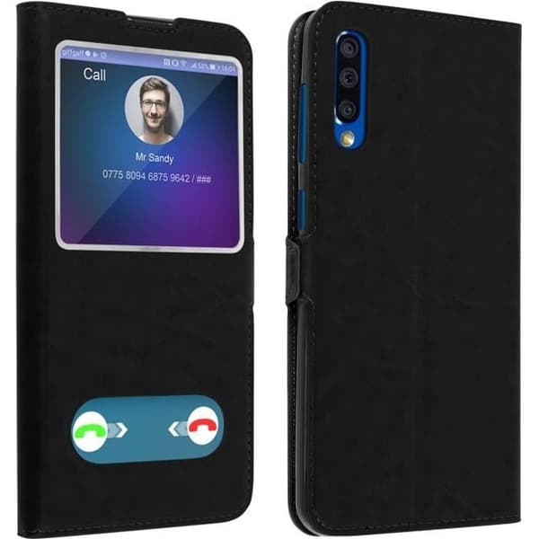 Hölster för Samsung Galaxy A50 - AVIZAR - Mjuk Skal - Heltäckande Skydd - Ställfunktion - Svart