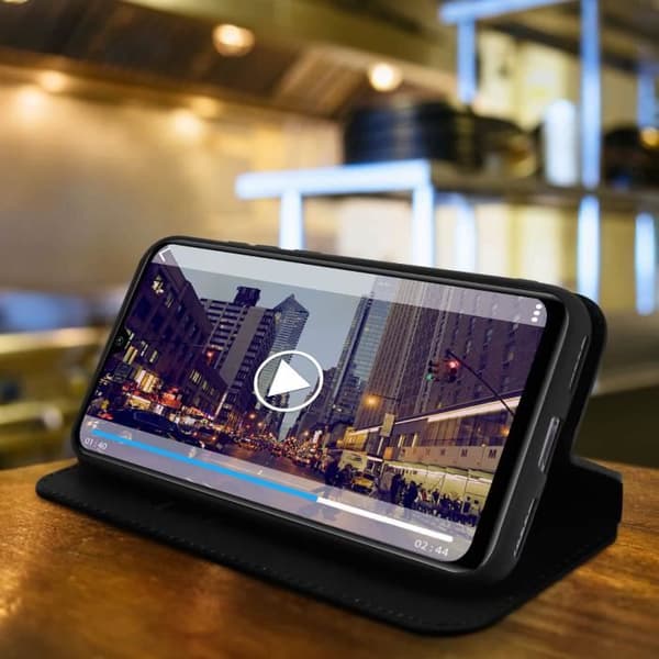 Housse - AVIZAR - Xiaomi Mi A3 - Folio Plånbok - Ekologisk Läder Svart - Stödfunktion