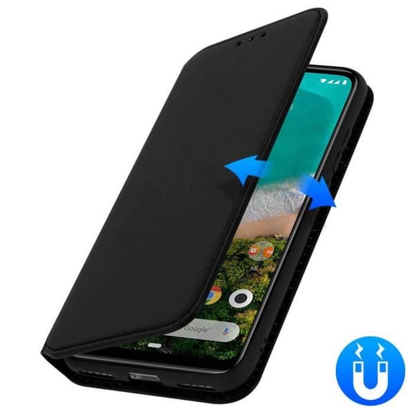 Housse - AVIZAR - Xiaomi Mi A3 - Folio Plånbok - Ekologisk Läder Svart - Stödfunktion