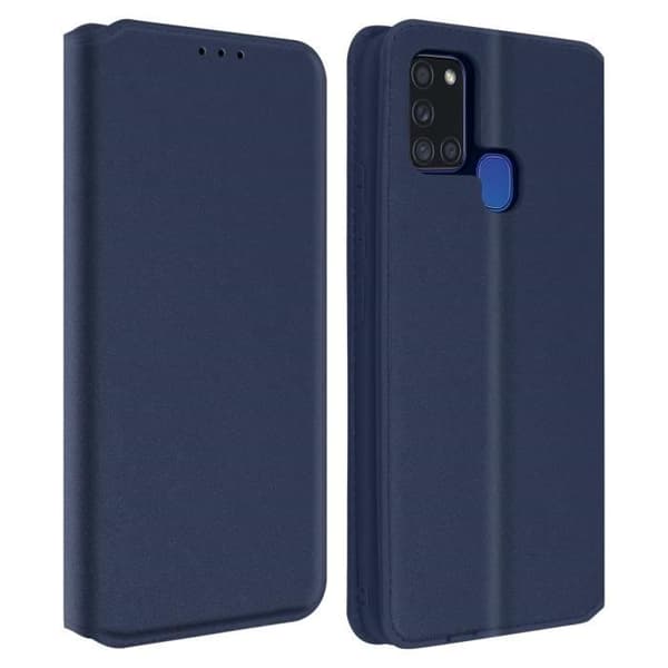 Skal - AVIZAR - Samsung Galaxy A21s - Eco-läder - Nattblå - Stödfunktion