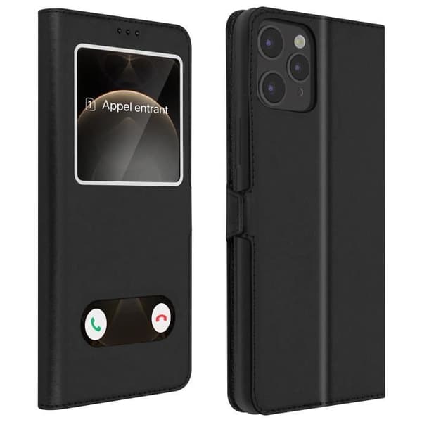 Skal Apple iPhone 12 / 12 Pro Full Body Dubbelfönster Videostöd Svart Svart