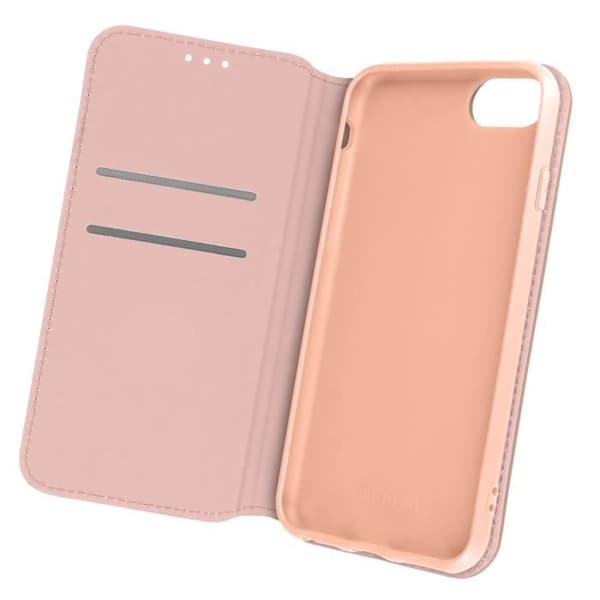 iPhone SE 2020, 8, 7, 6 och 6S fodral Flip Wallet Videostöd roséguld Rose